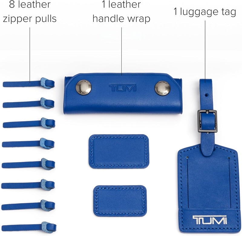 Tumi - Accents Kit - Includes 2 Leather Monogram Patches, 1 Leather Luggage Handle Wrap, 1 Luggage Tag & 8 Leather Zipper Pulls - Atlantic - Image 4
